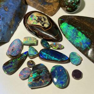 遊色効果!! ☆天然ボルダーオパールおまとめ100ct☆A 約20g ルース 裸石 宝石 ジュエリー jewelry boulder opal 遊色 虹