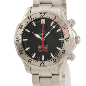 【3年保証】 オメガ シーマスター プロフェッショナル アプネア 2595.50.00 OH済 黒 赤 ジャックマイヨール 自動巻き メンズ 腕時計