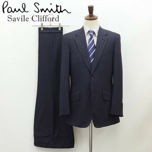 ◆Paul Smith British Collection ポールスミス ブリティッシュコレクション×Savile Clifford ストライプ柄 2釦 スーツ ネイビー XL