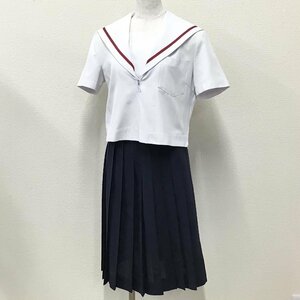 O462/A(中古)愛知県 稲沢市立治郎丸中学校 女子制服2点 /160A/W62/丈56/半袖セーラー/夏スカート/ITO/赤１本ライン/夏服/夏用/高校/学生服