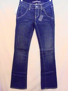 s25 定価￥23,940 メキシコ製 未使用 YANUK ヤヌーク ジーンズ size25 ブーツカット フレア ローライズ デニム ダメージ加工 アウトレット