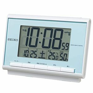 セイコークロック(Seiko Clock) セイコー クロック 目覚まし時計 電波 デジタル カレンダー 温度 湿度 表示 薄青 パール SQ6