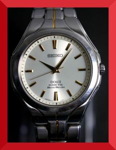 セイコー SEIKO ドルチェ DOLCE KINETIC AUTO RELAY 3針 純正ベルト 5J21-0A30 男性用 メンズ 腕時計 日本製 x261 稼働品