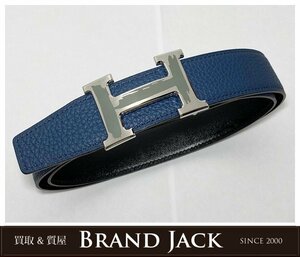 ◎【現行品】HERMES エルメス ブラッシュ リバーシブルベルト 32mm コンスタンス H メンズ B刻印 サイズ85 ブラック/ブルー