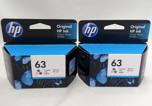 hp63 純正インク　F6U61AA （3色カラー） ヒューレットパッカード　2個セット　新品未開封品