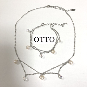 淡水パール　アクセサリー　2点セット　シルバー　ネックレス　ブレスレット　otto オットー　結婚式　