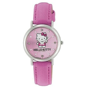 ハローキティ グッズ 腕時計 ウォッチ キティ 0017N003 パープル 革 ベルト バント サンリオ キャラクター 日本製 時計 レディース キッズ