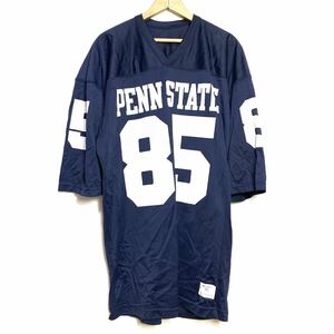 ■80s ビンテージ USA製 Champion チャンピオン PENN STATE ペンシルべニア メッシュ ナイロン素材 フットボール Tシャツ/古着 ネイビー■