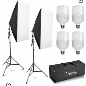 ① 写真撮影用照明機材セット ソフトボックス 50x70 cm 1500W 写真スタジオソフトボックス 連続照明キット 2Mライトスタンド