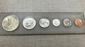 天A【9C131】貨幣セット　アメリカ　リバティコイン 1923 1964 1970 1973 コイン LIBERTY メダル　硬貨　6枚　ケース入り　コレクション
