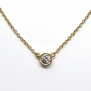 TIFFANY&Co.(ティファニー）高品質!◆K18 天然ダイヤモンド バイザヤードネックレス◆A 約1.9g 約41.5cm diamond necklace jewelry EB2/ED1