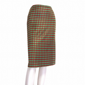 M美品/アニエスベー agnes b クラシカルなドット柄スカート フランス製 小さいサイズ 表記1号(S相当) 緑 赤 薄手 春夏 ボトムス レディース
