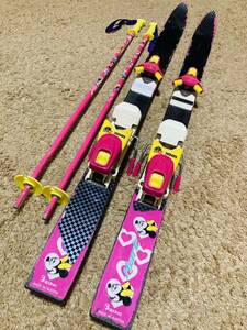 ミニーマウス スキー板 パーツ ストック セット 約110cm ディズニー MINNIE MOUSE ミッキー レディース ガールズ girls 女の子 初心者 練習