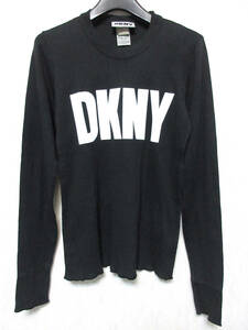 DKNY jeans 長袖 Tシャツ カットソー 黒 ブラック ロゴプリント M/L 亥1811