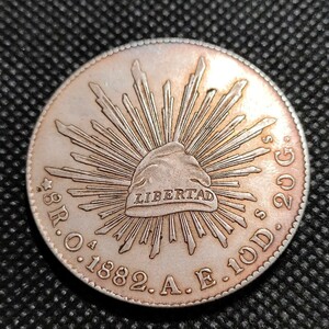 2902　メキシコ古銭　1882.A.E.10D　貿易銀　アンティークコイン