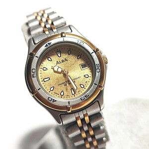 動作品 SEIKO ALBA アルバ ダイバー風ベゼルウォッチ クォーツ 腕時計 QZ レディース腕時計 稼働品 T941