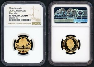 1円～【おたからや】◆2020年イギリス エルトン・ジョン25ポンド金貨/ミュージック レジェンド/NGC PF70 ULTRA CAMEO◆tm530-A51181◆