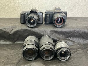SM0605-15I　ゆうパック着払い Canon EOS Kiss/T80 カメラ2台＆レンズ5本付き 一眼レフカメラ　フィルムカメラ　キャノン　ジャンク
