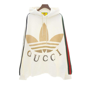 グッチ adidas コラボ ロゴ フーディ 722967 メンズ ホワイト GUCCI 中古 【アパレル・小物】