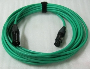 高品質カラーマイクケーブル　XLRオス/メス　10m　（緑）　FMB10-G　ケーブルストラップ付き　