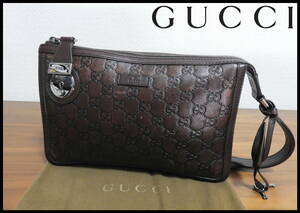 GUCCI GGレザー セカンドバッグ ハンドバッグ グッチ GG柄 ブラウン GGシマ 鍵付き 完売品 中古 ベルト スニーカー