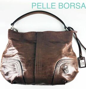 【ビンテージマニア】ショルダーバッグ/ペレボルサ PELLE BORSA/本革/濃茶