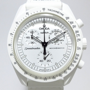 OMEGA(オメガ) 腕時計■新品同様 MISSION TO THE MOONPHASE SO33W700 レディース オメガ×スウォッチ×スヌーピー 白