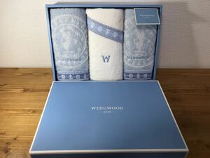 5-176 WEDGWOOD ウェッジウッド フェイスタオル 3枚 セット 箱付き ギフト タオル タオルセット 綿100% 34cm×75cm 