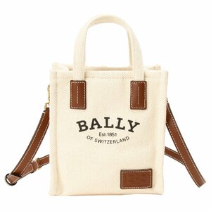 バリー トートバッグ BALLY WAM061 CV011 I135O クリスタリア ロゴプリント ファブリック ミニ 2WAY ショルダーバッグ ナチュラル/ブラウン