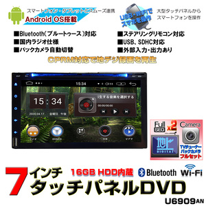 車載 カーナビ　2DIN7インチCPRM対応 Android DVDプレイヤー+2×2フルセグチューナー+バックカメラセット　「D342C」