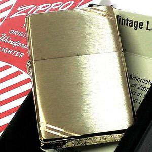 ZIPPO ライター 1937レプリカ フラットトップ ゴールド ダイアゴナルライン ブラスサテーナ ジッポ シンプル かっこいい 金タンク