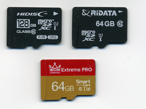 microSDXCカード 128GB(1枚)+64GB(2枚) 　　　　　　　