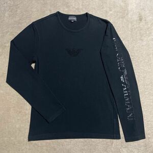 エンポリオアルマーニ ■ 良品！同色ラインストーン&ブランドロゴ　長袖Tシャツ Mサイズ　EMPORIO ARMANI ロンT