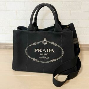 PRADA プラダ カナパ キャンバス 2way トートバッグ ショルダーバッグ ショルダー ブラック ハンドバッグ 1BG642 NERO ショルダー付き