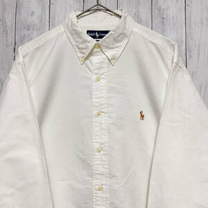 ラルフローレン Ralph Lauren 長袖シャツ 白シャツ メンズ ワンポイント コットン100% サイズ16 1/2 （L～XLサイズ相当） 3‐695