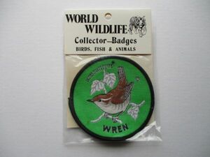 70s WORLD WILDLIFEミソサザイ『WREN』Collector Badgesワッペン/鳥バードウォッチング野鳥OUTDOOR自然アウトドアPATCHアップリケ V193