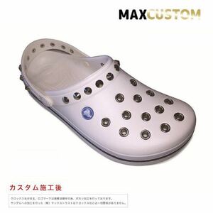 クロックス crocs パンク カスタム クロックバンド 白　ホワイト22-30cm 新品 MAXCUSTOM crocband custom　ジビッツ