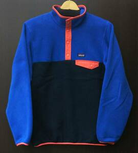 patagonia パタゴニア プルオーバー フリース XXL レディース 青 ブルー × 紺 ネイビー 切替 ポリエステル100％ ワンポイントロゴ