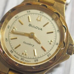 f002 Z1 BULOVA ブローバ 腕時計 クォーツ 9063-5020 QUARTZ ゴールド文字盤 レディース ボーイズ 電池切れ ジャンク