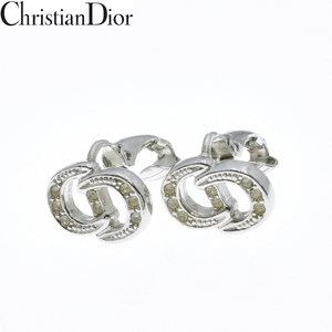 Christian Dior クリスチャンディオール CDロゴモチーフ ラインストーン イヤリング シルバー
