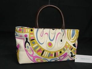 1円 ■美品■ EMILIO PUCCI エミリオプッチ キャンバス ハンドバッグ ミニバッグ トート レディース マルチカラー BJ2141