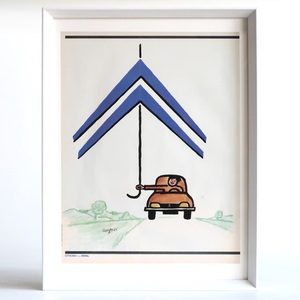 CITROEN × TOTAL シトロエン 1981年 サヴィニャック Savignac イラスト フランス ヴィンテージ 広告 額装品 フレンチ ポスター 稀少