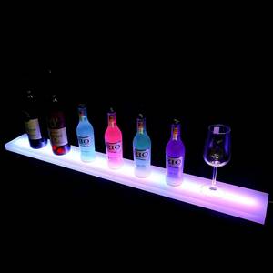 家庭用/商業用バー用のLED照明付き酒棚とボトルディスプレイ、1ステップ20色ドリンクディスプレイ棚スタンド、リモート付きアクリル自立