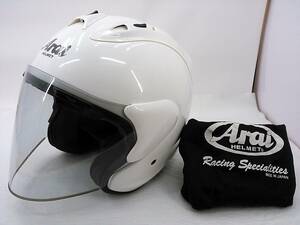【送料無料】良品 Arai アライ SZ-Ram4 GLASS WHITE グラスホワイト Lサイズ ジェットヘルメット