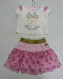 ディズニー セットアップ ミニーちゃん Tシャツ＆スカート風ショートパンツ 上下セット 100size 女の子 Disney 4T