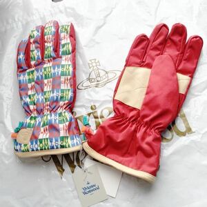 送料込●新品●Vivienne Westwood スノー用手袋 ポリエステル羊革 赤D 25cm ヴィヴィアンウエストウッド ビビアン メンズ スキースノボ