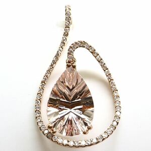 豪華!!鑑別書付き!!《K18 天然ダイヤモンド/天然モルガナイトペンダントトップ》A 約4.1g 5.01ct 0.41ct diamond pendant jewelry EC3/EC5