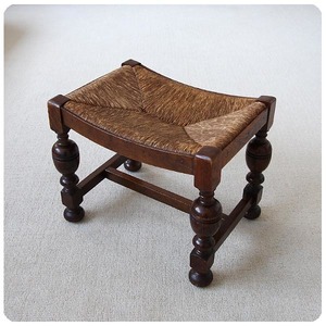 イギリス アンティーク ラッシュシート スツール イグサ 木製椅子 家具「編み込みシート」V-841