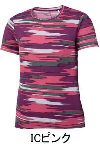 新品　asics【アシックス】 レディースTシャツ WSランニングプリントTシャツ　女性用　半袖Tシャツ　サイズM　カラーICピンク