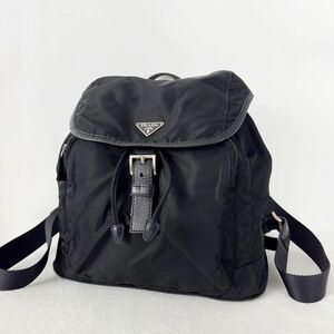 1円〜★PRADA プラダ リュック リュックサック バックパック テスートナイロン マグネット 巾着 デイパック 三角プレート ブラック 黒